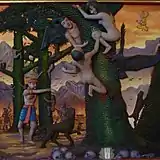 Phra Malai observing the suffering of adulterers in hell, Wat Machiram,  Malaysia