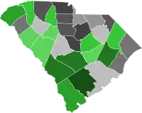Gray counties were won by Orr and green counties were won by Hampton