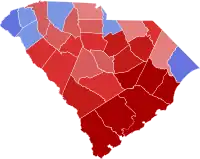 Red counties were won by Scott and blue counties were won by Porter