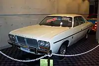 Last Australian Valiant built, August 28, 1981 was this Chrysler CM Valiant, a white 4.0 litre automatic sedan seen here on display prior to auction in 2003