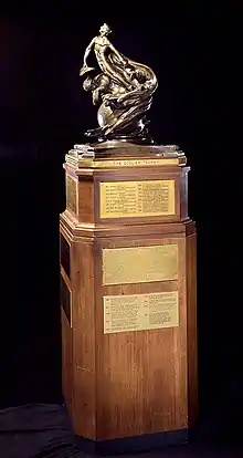 Baltimore sculptor Ernest Wise Keyser crafted the 525 pounds (238&nbsp;kg) Aero Club Trophy. It was officially renamed the Robert J. Collier Trophy in 1944