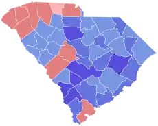 Blue counties were won by Hodges and red counties were won by Beasley