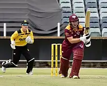 Hinkley batting for Queensland in December 2022