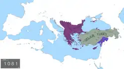 The Byzantine Empire in 1081 before the coronation of Alexios&nbsp;I