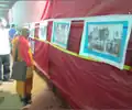 A Buddhist monk watching photo exhibition at Chaitya Bhoomi
