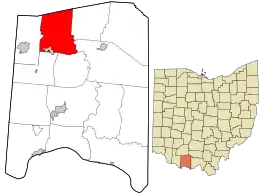 Location in Adams County and the state of Ohio.