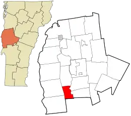 Location in Addison County and the state of Vermont.