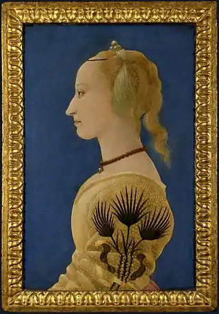 Alesso Baldovinetti, Portrait of a Lady in Yellow, c.&nbsp;1465. National Gallery, London