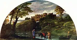 Annibale Carracci, Landscape with the Flight into Egypt (c.&nbsp;1604)122 × 230 cm