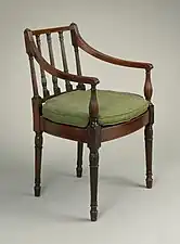 Armchair; possibly by Ephraim Haines; 1805–1815; mahogany and cane; height: 84.77&nbsp;cm, width: 52.07&nbsp;cm; Los Angeles County Museum of Art