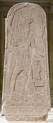 Baal with Thunderbolt (c. 14th century BC), an Ugaritic stele from Syria
