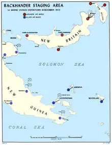 1943 Backhander Staging Area in New Britain and New Guinea
