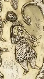 Sasanian plate with celebration, includes lute player