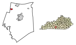 Location of Park City in Barren County, Kentucky.