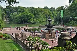 View of the fountain from the terrace