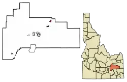 Location of Shelley in Bingham County, Idaho.