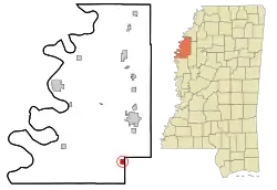 Location of Shaw, Mississippi