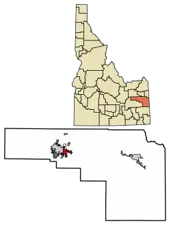 Location of Ammon in Bonneville County, Idaho.