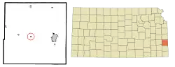 Location within Bourbon County and Kansas