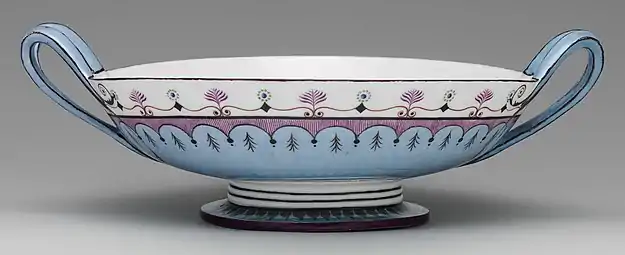 French Neoclassical bowl (jatte à anses relevées or jatte écuelle); 1787–1788; hard-paste porcelain; overall: 7.6 × 25.4 × 19.1&nbsp;cm; Metropolitan Museum of Art