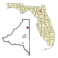 Location in Bradford County and the state of Florida