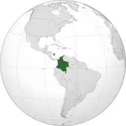 Location of&nbsp;Colombia&nbsp;(dark green)