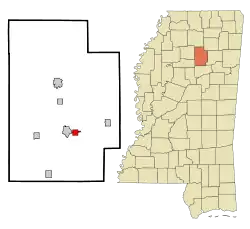 Location of Derma, Mississippi