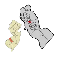 Somerdale highlighted in Camden County. Inset: Location of Camden County in New Jersey.