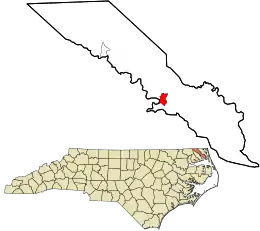 Location in Camden County and the state of North Carolina