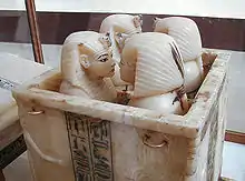 Canopic jars of Tutankhamun; 1333–1323&nbsp;BC; alabaster; total height: 85.5&nbsp;cm; Egyptian Museum (Cairo)