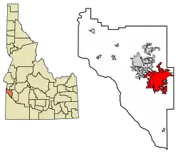 Location of Nampa in Canyon County, Idaho