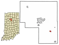 Location of Walton in Cass County, Indiana.