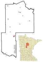 Location of Pine Riverwithin Cass County, Minnesota