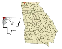 Location in Catoosa County and the state of Georgia