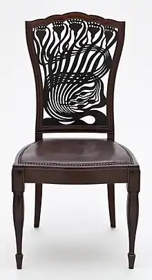 Chair (Art Nouveau); by Arthur Heygate Mackmurdo; c.1883; mahogany; 97.79 x 49.53 x 49.53&nbsp;cm; Los Angeles County Museum of Art
