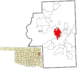 Location within Cherokee County and the state of Oklahoma