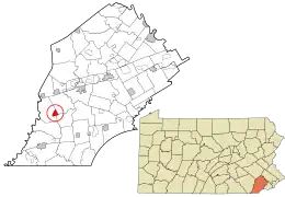 Location in Chester County and the state of Pennsylvania.