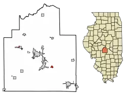 Location of Owaneco in Christian County, Illinois.