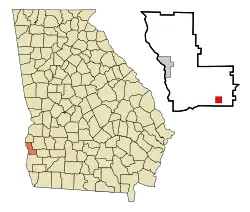 Location in Clay County and the state of Georgia