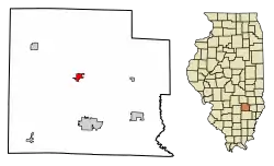 Location of Louisville in Clay County, Illinois.