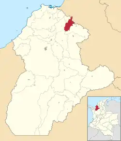 Location of the municipality and town of San Andrés de Sotavento in the Córdoba Department of Colombia.
