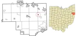 Location of Rogers in Columbiana County and in the State of Ohio