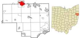 Location of Salem in Columbiana County and in the State of Ohio