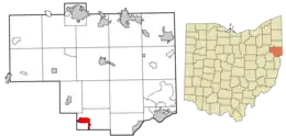 Location of Salineville in Columbiana County and in the State of Ohio