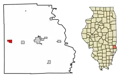 Location of Oblong in Crawford County, Illinois.