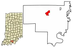 Location of English in Crawford County, Indiana.