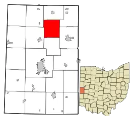Location in Darke County and the state of Ohio.