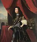 Painting by the royal painter David Klöcker Ehrenstrahl , depicting the Young King Carl XI of Sweden. Collection of the National Museum (Stockholm), located in Läckö Castle, Sweden.