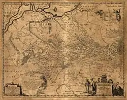 A 1648 map by Guillaume Le Vasseur de Beauplan called Delineatio Generalis Camporum Desertorum vulgo Ukraina (General illustration of desert plains, in common speech Ukraine)