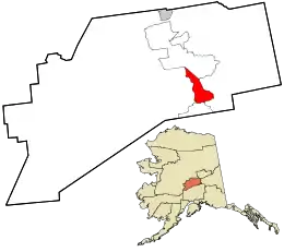 Location in Denali Borough and the state of Alaska.